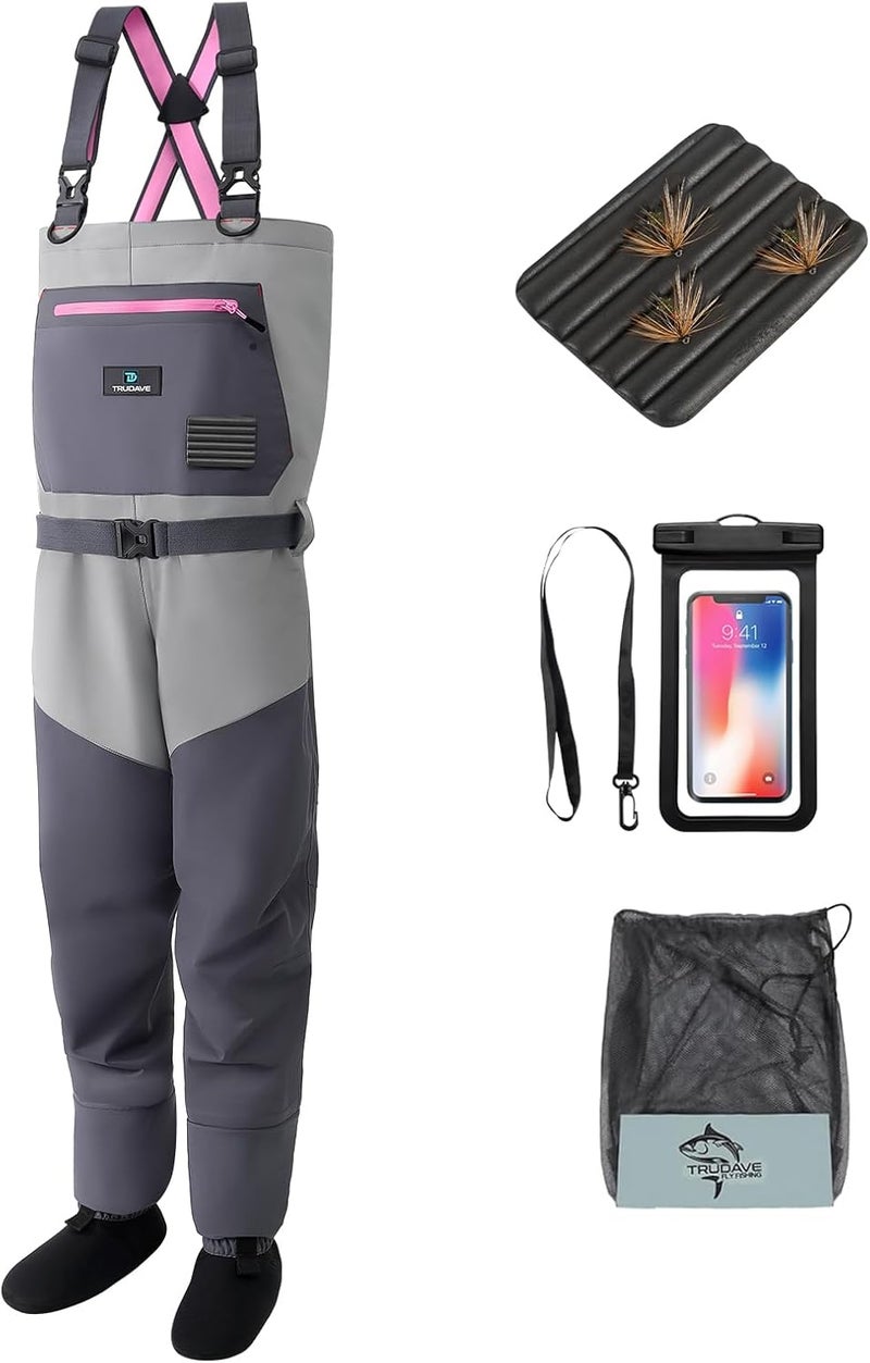 Trudave Store Women's Fishing Waders, Insulated Chest Waders with Stockingfoot Waterproof Neoprene Hunting Waders for Women - Image 1